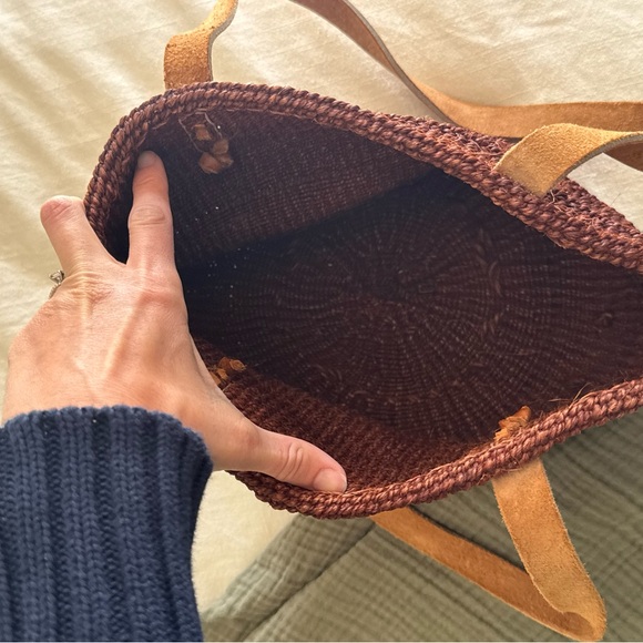 Vintage Brown Sisal Woven Tote Bag - Picture 10 of 11